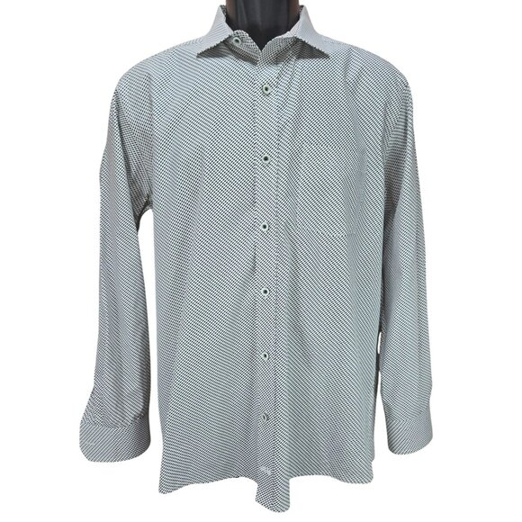 Johnston & Murphy Mens Geometric Print Cotton Button-Up Shirt Medium - Picture 1 of 9